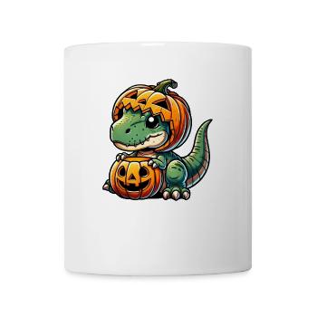 Halloween Dino T-Rex Dinosaure Citrouille Mignon - Mug blanc - blanc - Devant