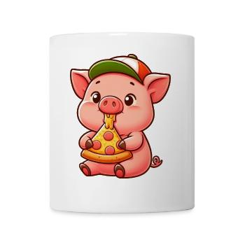 Lustiges Schwein Pizza Cartoon Landwirt Landwirtsc - Tasse - Weiß - Vorne