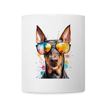 Doberman Sunglasses Dog Funny Design Print - Mug - white - Front
