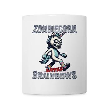 Zombicorn Liebt Brainbows Lustiges Halloween - Tasse - Weiß - Vorne