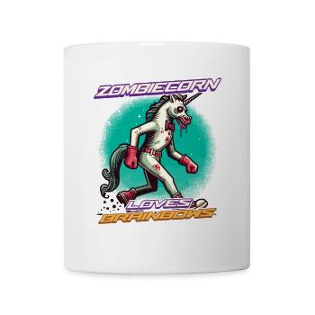 Zombiecorn Liebt Brainbows Zombie Einhorn - Tasse - Weiß - Vorne