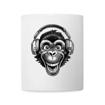 Lustiges Schimpansen-Musik-Shirt für Tierliebhaber - Tasse - Weiß - Vorne