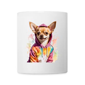 Chihuahua Hoodie Hund Bunt Lustig Tier Print - Tasse - Weiß - Vorne