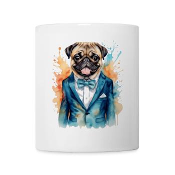 Carlin Costume Chien Coloré Drôle Animal Design Imprimer - Mug blanc - blanc - Devant