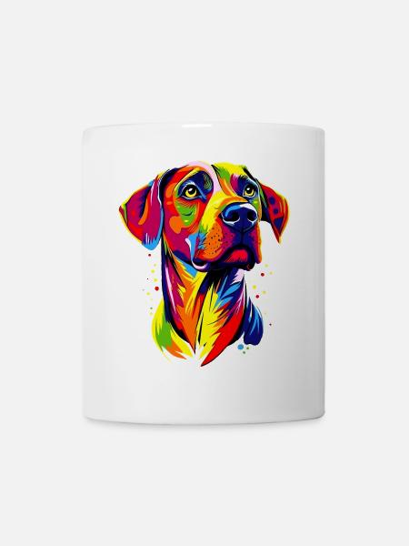 Rhodesian Ridgeback Popart Regenbogen Bunt Hunde - Tasse - Weiß