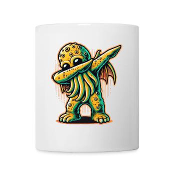 Funny Dabbing Cthulhu Dystopian Octopus - Mug - white - Front