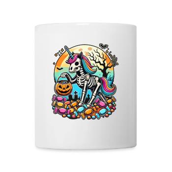 Drôle de squelette de licorne aime les bonbons - Mug blanc - blanc - Devant