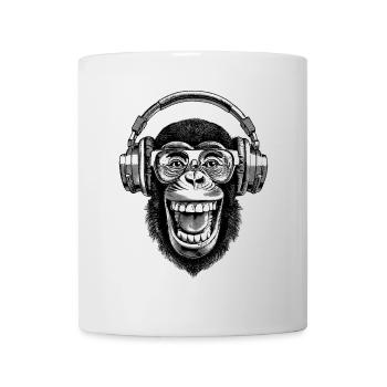 Cooles Schimpansen-Shirt für Vinyl-Fans - Tasse - Weiß - Vorne