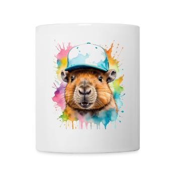 Capybara Snapback Cap Capy Coloré Animal Design Imprimer - Mug blanc - blanc - Devant