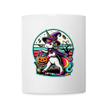 Truc ou friandise d'Halloween drôle de licorne de sorcière - Mug blanc - blanc - Devant