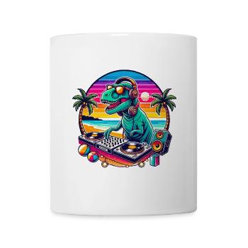 DJ Dinosaur Beach Vibes Sunset Summer Music Lover - Mug - white - Front