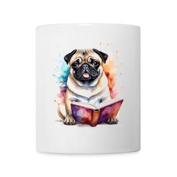 Carlin lecture livre chien coloré drôle animal design imprimer - Mug blanc - blanc - Devant