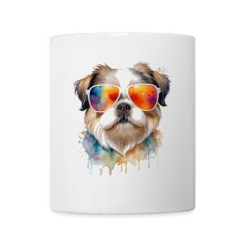 Shih Tzu Sonnenbrille Hund Lustig Tier Print - Tasse - Weiß - Vorne