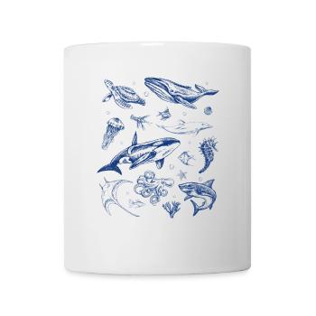Ozean Meer Taucher Schildkröte Oktopus Wal - Tasse - Weiß - Vorne