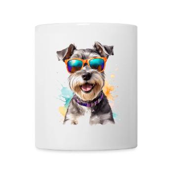 Zwergschnauzer Sonnenbrille Hund Lustig Tier Print - Tasse - Weiß - Vorne