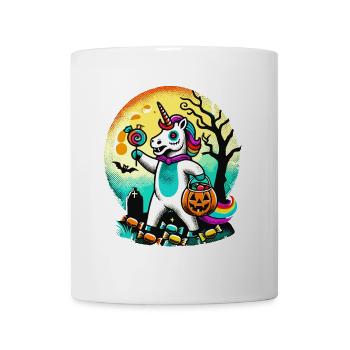 Funny Zombie Unicorn Loves Candy - Mug - white - Front