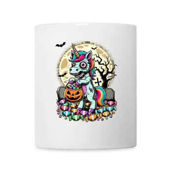 Drôle de licorne zombie aime les bonbons - Mug blanc - blanc - Devant