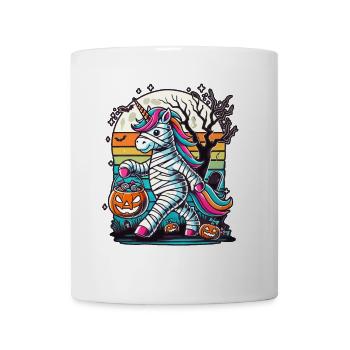 Lustige Einhorn Mumie Liegt Süßigkeiten - Tasse - Weiß - Vorne
