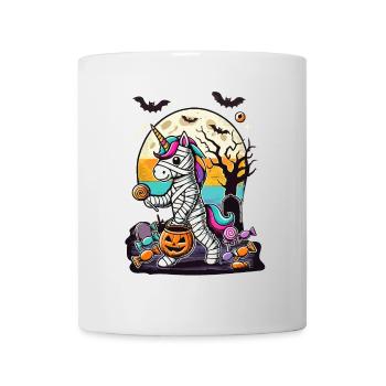 Lustige Einhorn Mumie Liebt Süßigkeiten - Tasse - Weiß - Vorne