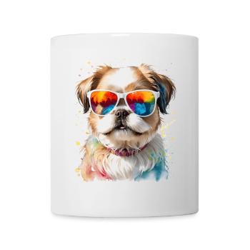 Shih Tzu Sonnenbrille Hund Lustig Tier Print - Tasse - Weiß - Vorne