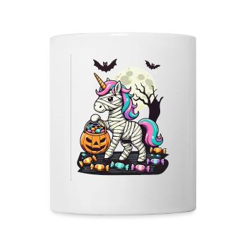 Lustige Einhorn Mumie Liebt Süßigkeiten - Tasse - Weiß - Vorne