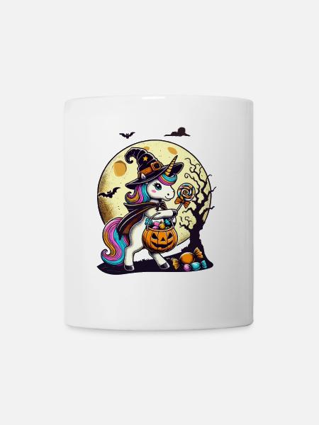 Lustige Einhorn Hexe Liebt Süßigkeiten - Tasse - Weiß