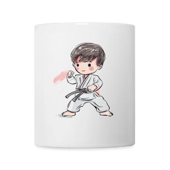 Karate Junge Comic Stil - Tasse - Weiß - Vorne
