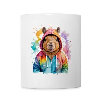 Capybara Hoodie Capy Bunt Tier Design Print - Tasse - Weiß - Vorne