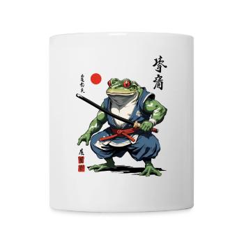 Samurai Frog Vintage Ukiyo-e Style Artwork - Mug - white - Front