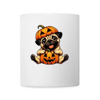 Halloween Carlin Chien Citrouille Mignon Dessin animé - Mug blanc - blanc - Devant