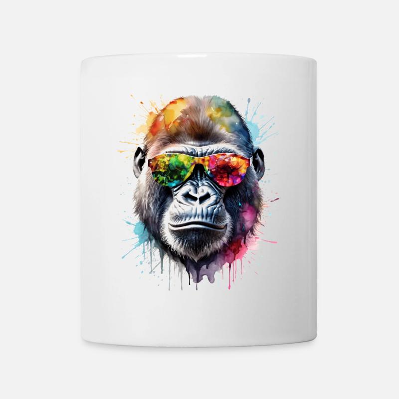 Gorilla Sonnenbrille Affe Bunt Tier Design Print - Tasse - Weiß
