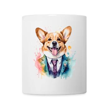 Corgi Suit Dog Coloré Drôle Animal Design Imprimer - Mug blanc - blanc - Devant