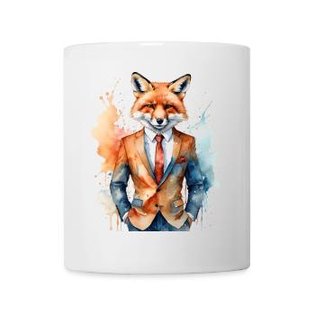 Fuchs Anzug Bunt Tier Design Print - Tasse - Weiß - Vorne