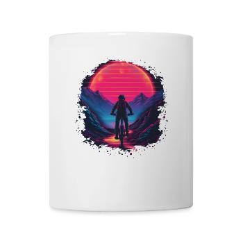 Mountainbiking Synthwave - Tasse - Weiß - Vorne