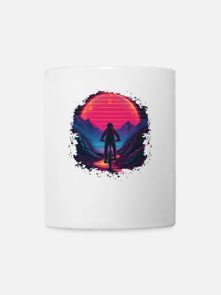 Mountainbiking Synthwave - Tasse - Weiß