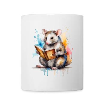 Opossum lisant l’impression colorée de conception animale - Mug blanc - blanc - Devant