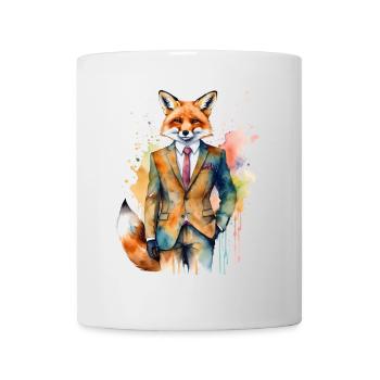 Fuchs Anzug Bunt Tier Design Print - Tasse - Weiß - Vorne