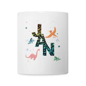 JAN - Beautiful boy name with dinosaur - Mug - white - Front