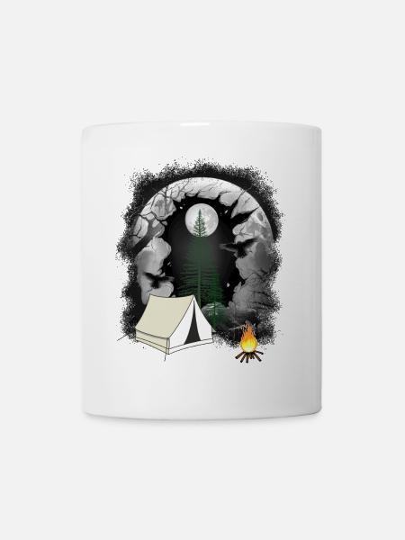 Zelt zelten Lagerfeuer Wald Naturliebhaber - Tasse - Weiß