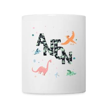 ANTON - Beau prénom de garçon avec dinosaure - Mug blanc - blanc - Devant