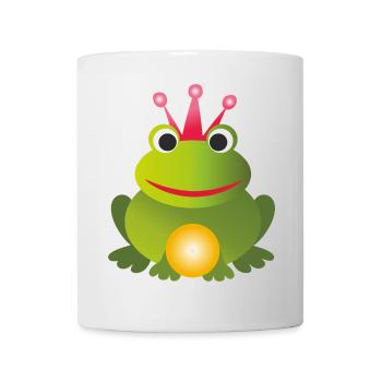 Prince grenouille - avec couronne rose et boule dorée - Mug blanc - blanc - Devant
