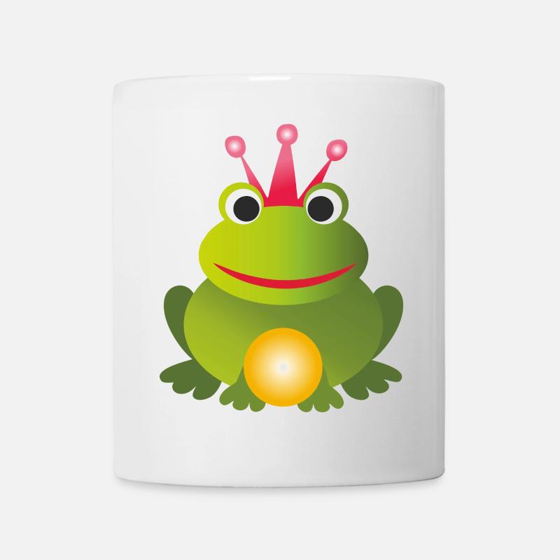 Froschkönig - mit pinker Krone und goldene Kugel - Tasse - Weiß