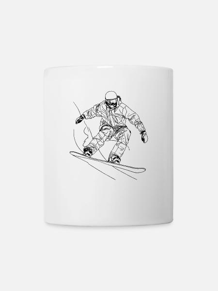Snowboarder Line Art - Tasse - Weiß