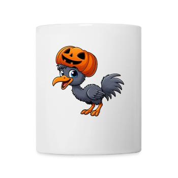 Drôle d’autruche émeu citrouille chapeau Halloween dessin animé - Mug blanc - blanc - Devant