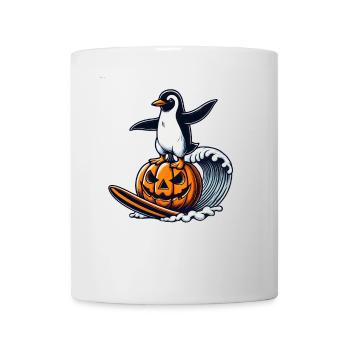 Halloween Pinguin Kürbis Surfer Surfbrett - Tasse - Weiß - Vorne