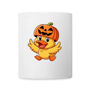Halloween canard émeu citrouille drôle dessin animé chapeau de citrouille - Mug blanc - blanc - Devant