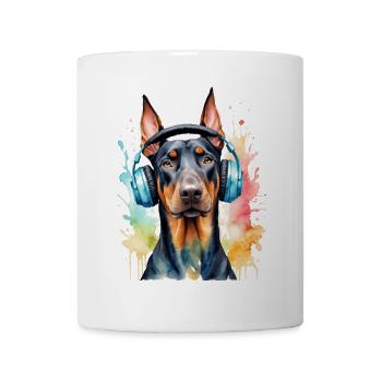 Doberman Casque Chien Funny Animal Design Imprimer - Mug blanc - blanc - Devant