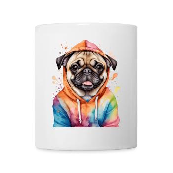 Carlin sweat à capuche chien coloré drôle Animal Design imprimé - Mug blanc - blanc - Devant