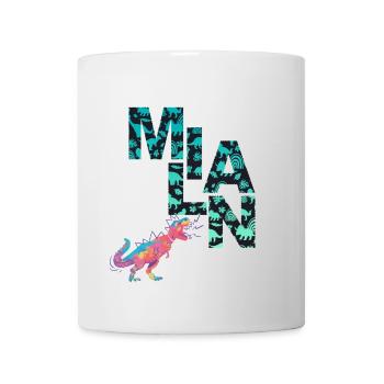 MILAN - Schöner Jungen Name mit Dinosaurier - Tasse - Weiß - Vorne
