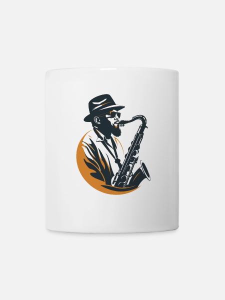 Saxophonist Grafik - Tasse - Weiß